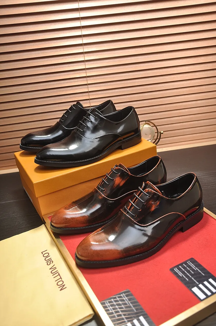 Men's shoes💰460💶【LOUIS VUITTON】(sheepskin lining) new cowhide LV formal shoes🎩🎩❗️🆘made one to one at the counter🎩original quality, imported cowhide upper➕full sheepskin lining➕original rubber outsole, {high quality visible}👣Size: 38-45 (45 custom-made)